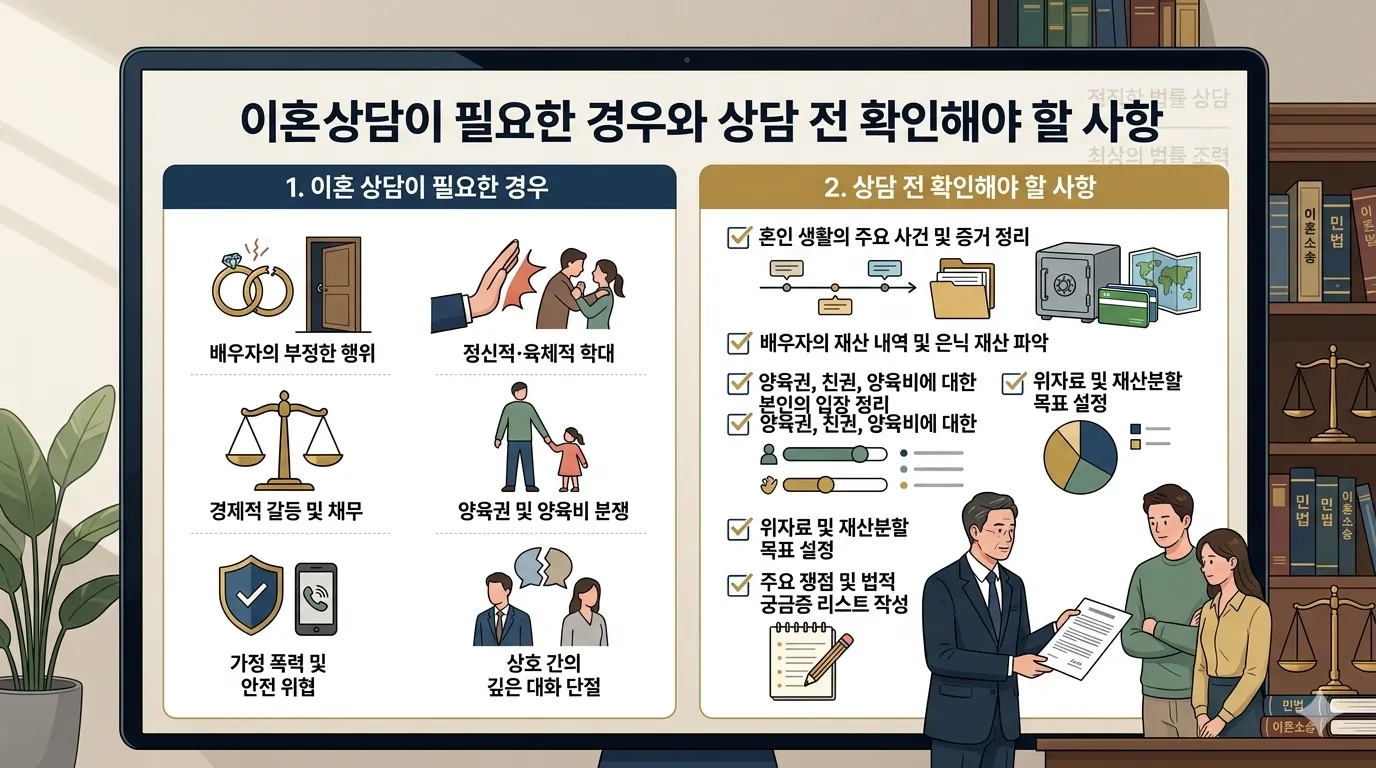 이혼 상담이 필요한 경우와 상담 전 확인해야 할 사항